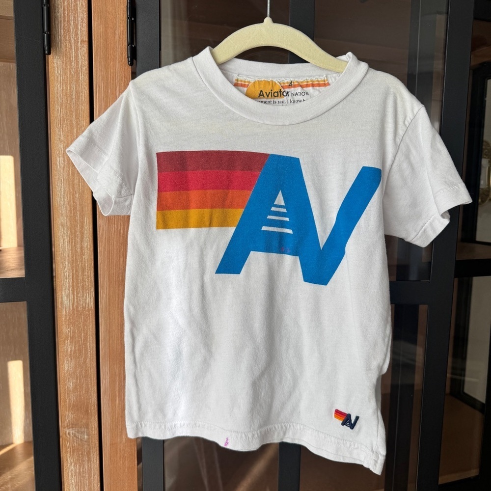 Aviator Nation kids logo tee short sleeve toddler boy girl unisex rainbow